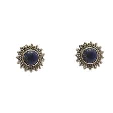 Krishnacrafts earring stud with black stone beautifully designed silver outer circle