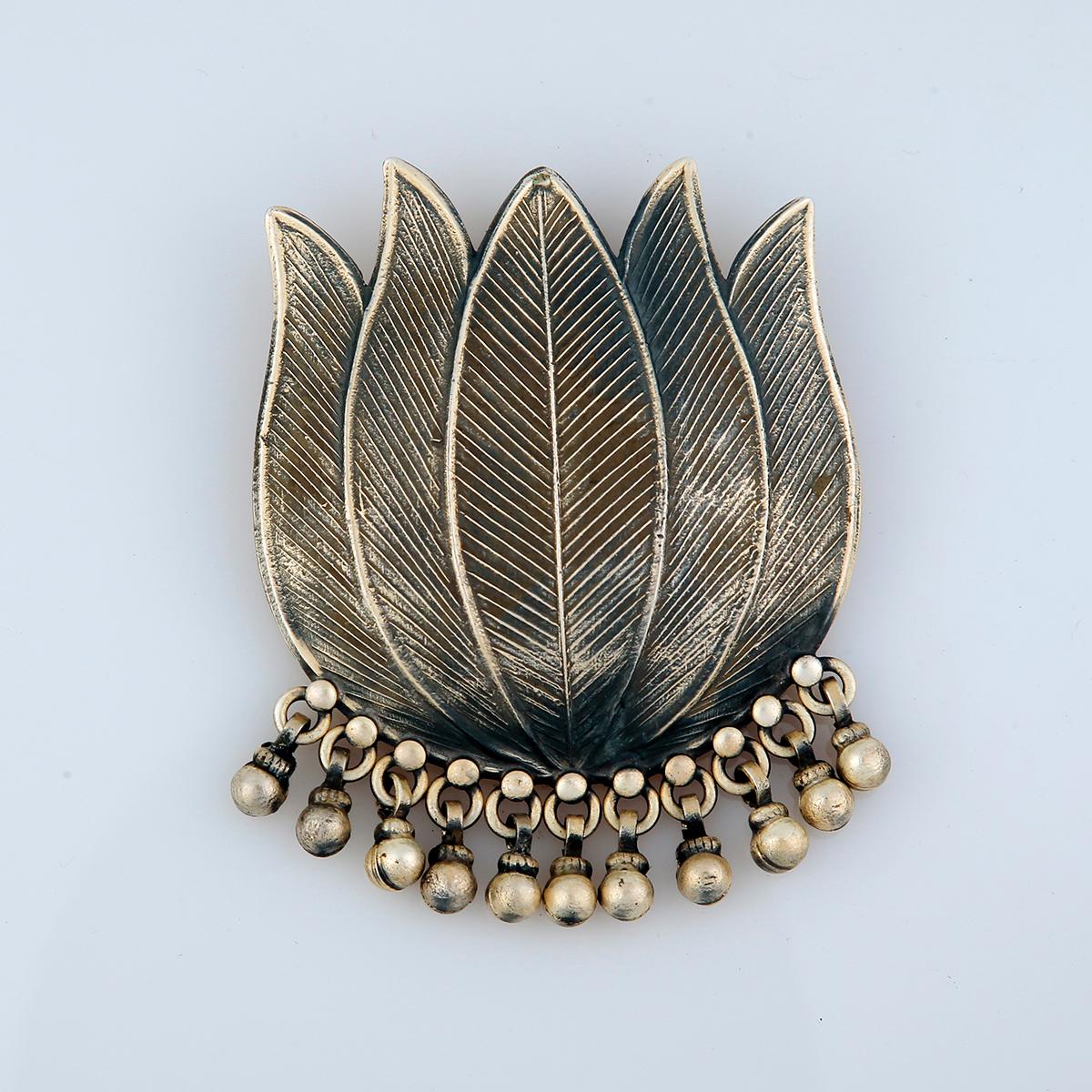 Antique Lotus Bloom Pendant – Handcrafted in Sterling Silver