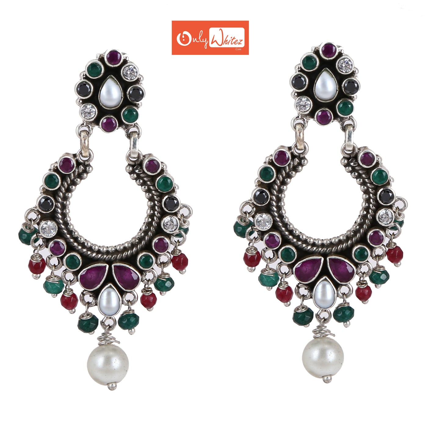 KrishnaCrafts  earring with multi-coloured stones