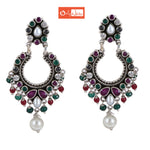KrishnaCrafts  earring with multi-coloured stones