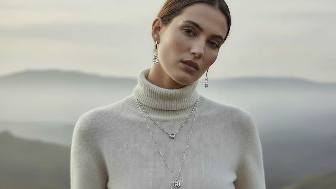 give 2 necklace, and earing modern looking