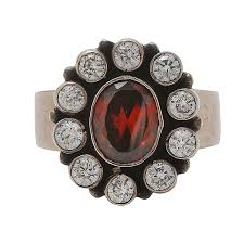 Krishnacrafts ring with white cut stone & red in middle