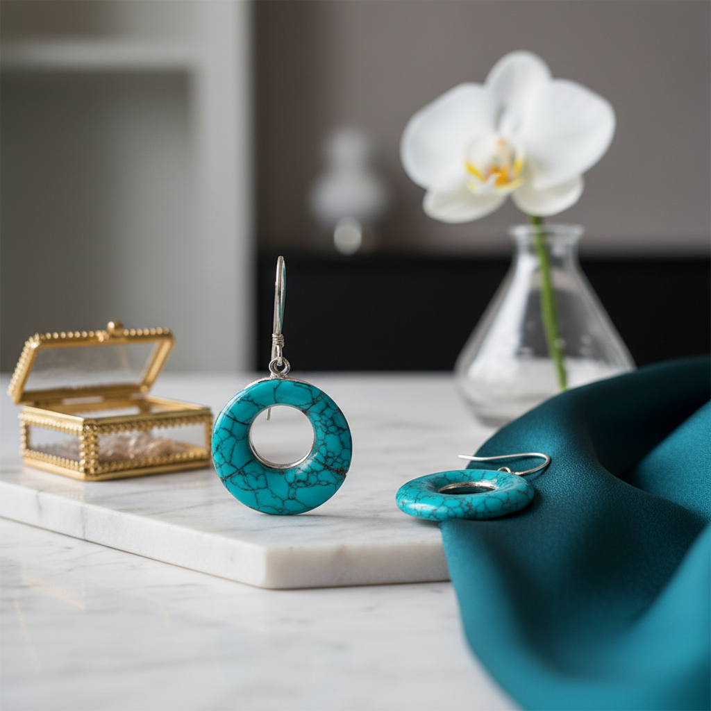 KRISHNACRAFTS STERLING SILVER GREEN ENAMEL DANGLERS